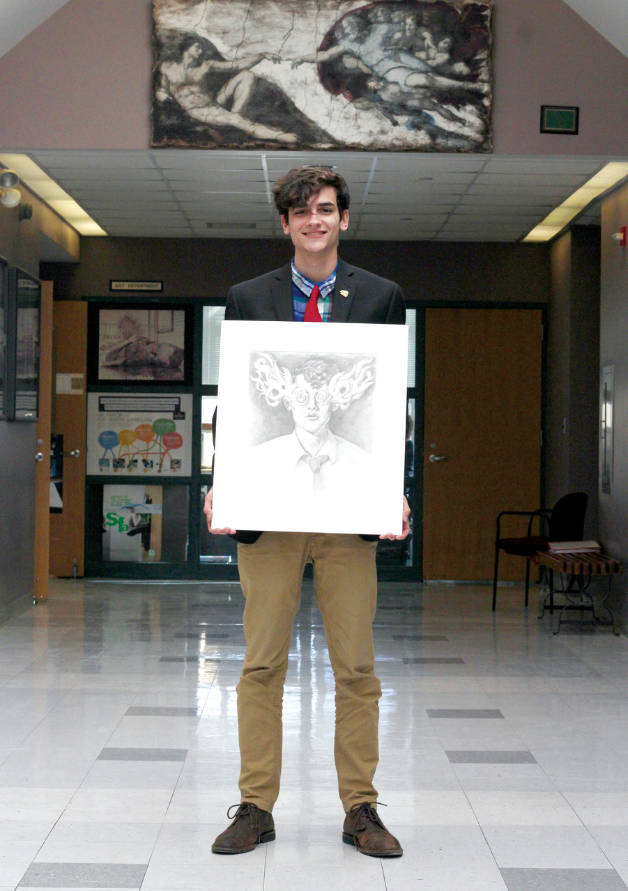 Connor Robinson, a senior at Bishop Hendricken High School in Warwick, has won awards in Excellence in Visual Arts. He hopes to attend R.I. School of Design in the fall.