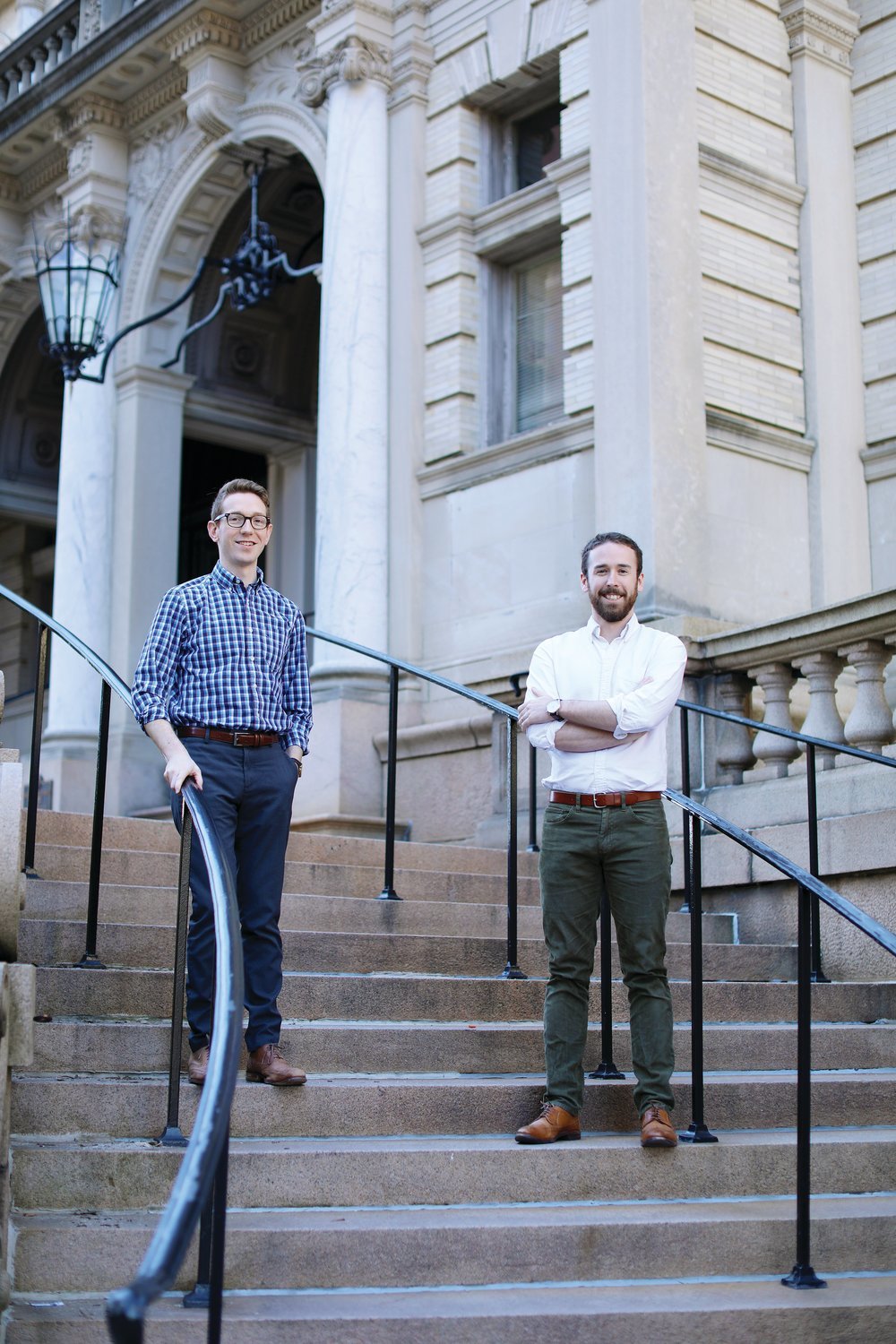 John Clarke, 28, left, and Scott Thompson, 28, run the Catholic publishing firm Cluny Media. The two Providence College alums and parishioners of St. Pius V Church, are dedicated to re-publishing books in the Catholic literary and intellectual traditions that have fallen out-of-print with the large publishers.