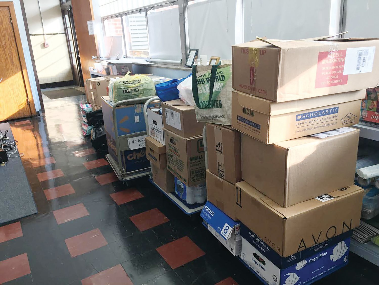 In March, the school community of St. Teresa in Pawtucket collected food and clothing for the homeless.
