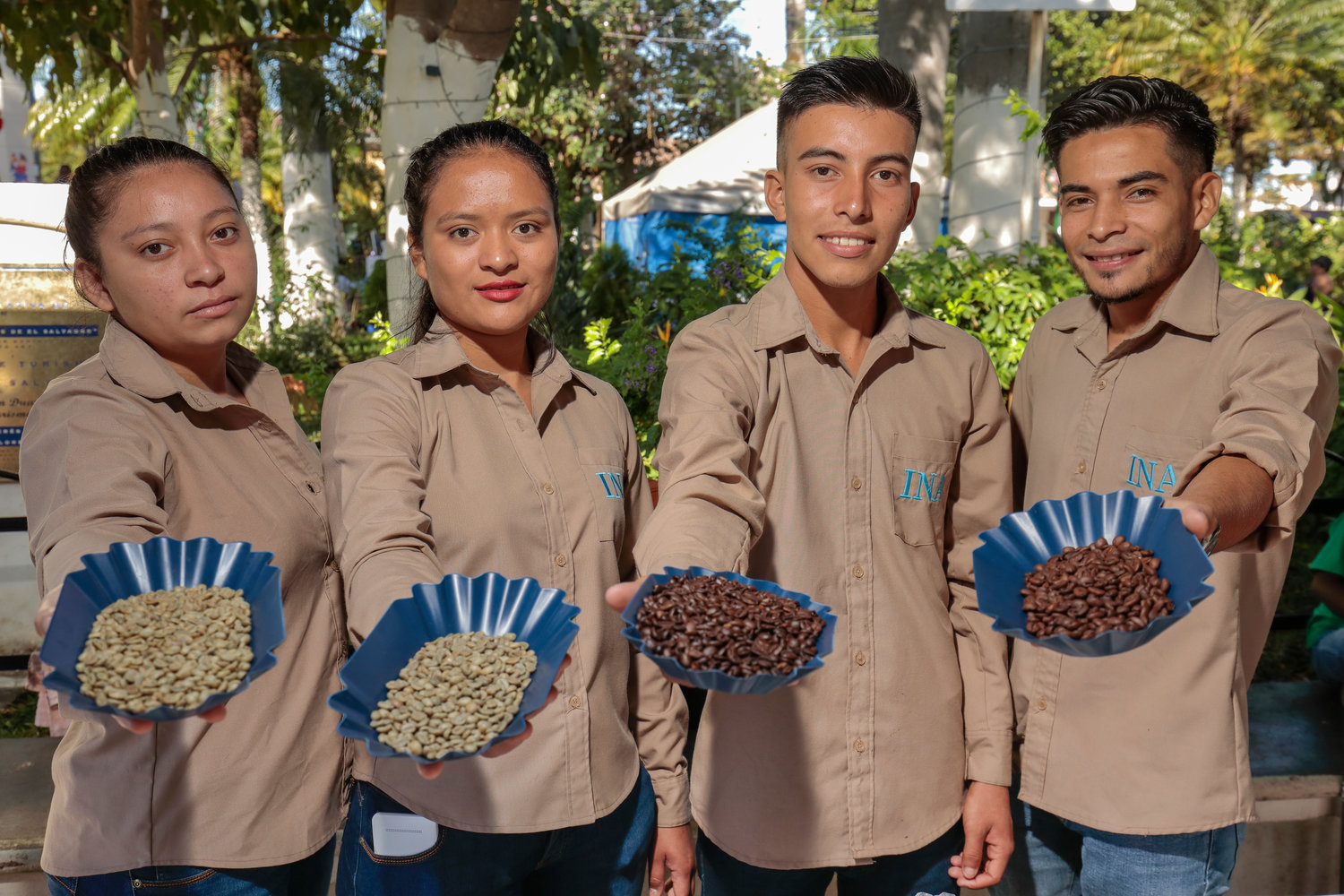 Ana Gladys Joachin Paredes, 20, Laura Vanessa Gonzolez Zuniga, 16, Edwin Carlos Calvio, 16, and Jorge Humberto Chiguila Portillo, 24, are students from the Agriculture Baccalaureate program of Luis Reynaldo Tobar Public High School, which has revived the Agriculture Baccalaureate program with the help of CRS and their partners.