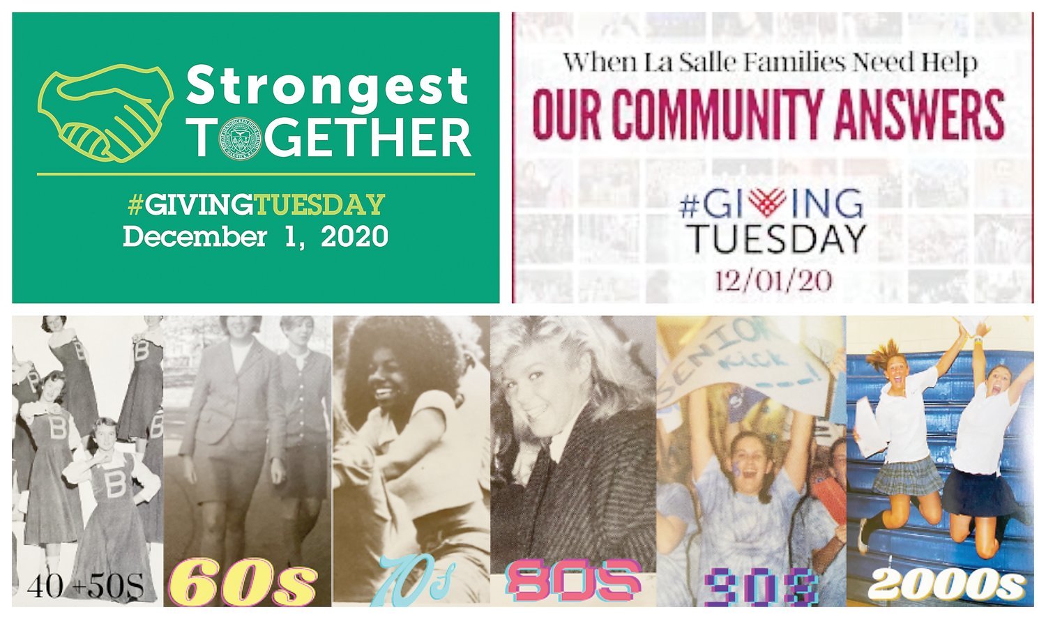 This compilation of promotional materials produced by Bishop Hendricken, La Salle Academy and St. Mary Academy-Bay View shows the impact that Giving Tuesday can have on Catholic education.