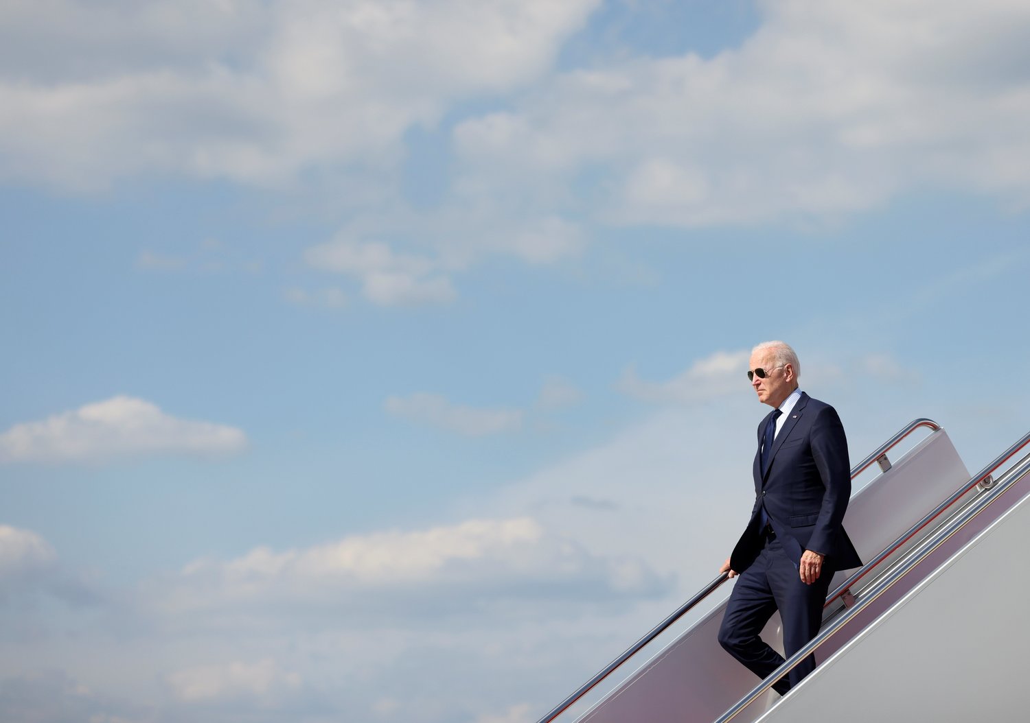 President Joe Biden disembarks from Air Force One after landing at Joint Base Andrews, Md., May 27, 2021. "Biden had long been a defender of the Hyde Amendment during his tenure in the Senate and even as a Vice Presidential candidate. But the President caved to the attacks of the progressive left, revealing that immediate political gain means more to him than upholding a very reasonable and long-standing policy supported by most Americans."