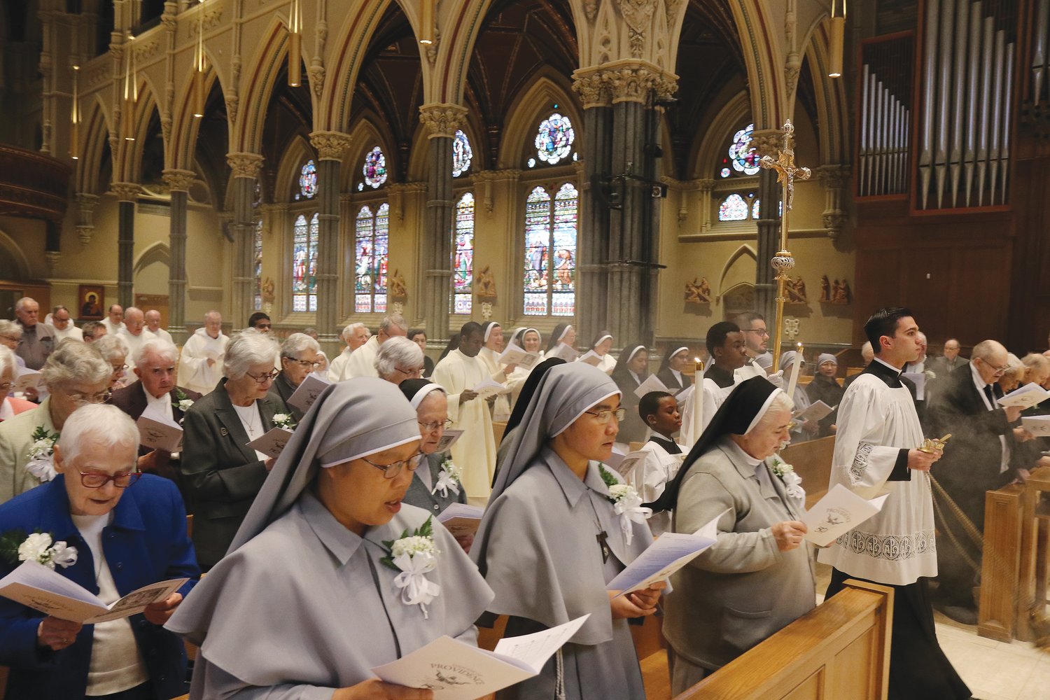 Bishop Thomas J. Tobin celebrated Holy Mass to commemorate the service of Religious Jubilarians on Saturday, April 23, in the Cathedral of Saints Peter and Paul, Providence.