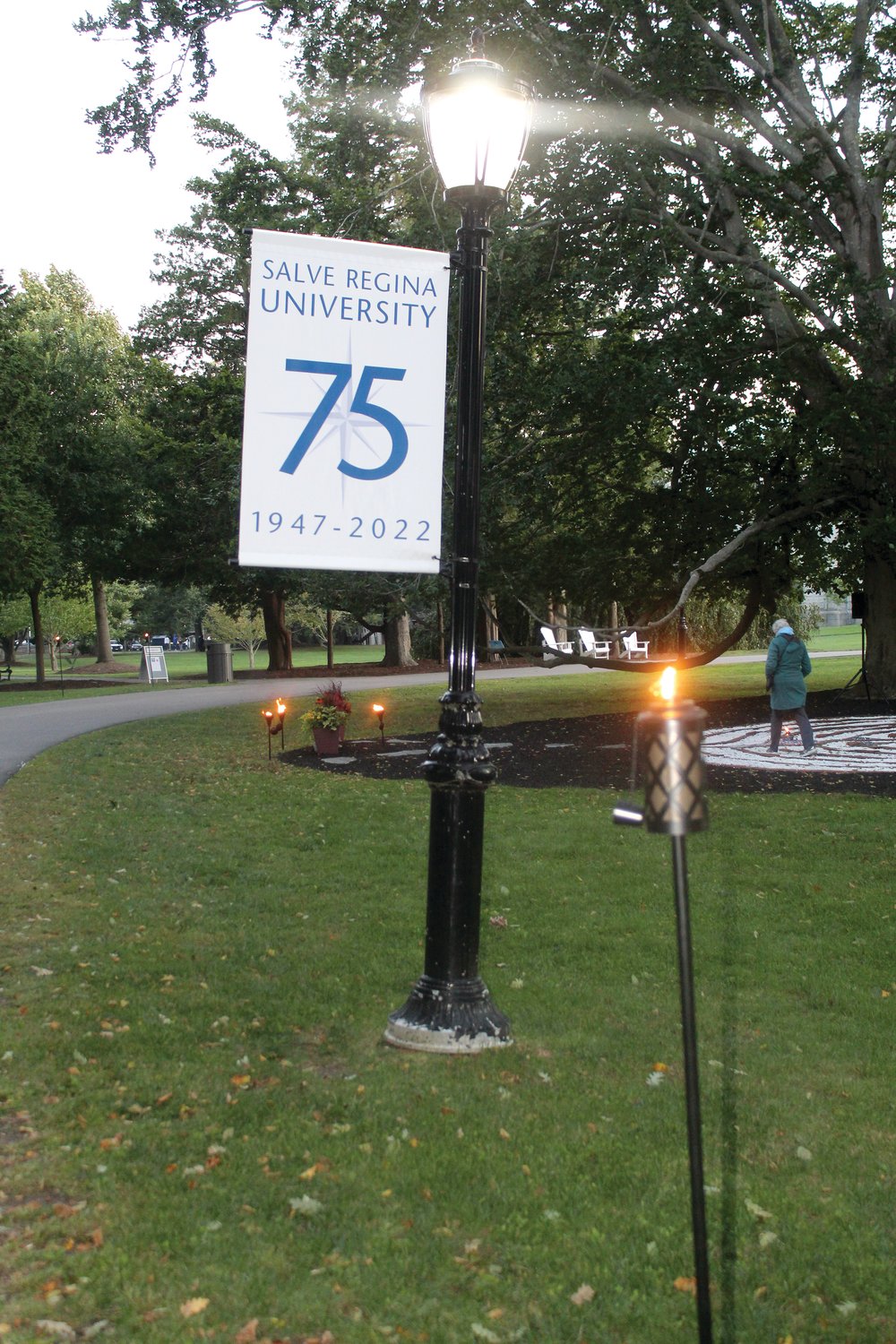 Inspired by Providence’s WaterFire, Salve Regina hosted an illuminated walk highlighting the university’s mercy heritage and history, beginning at the gates of Gerety Hall.