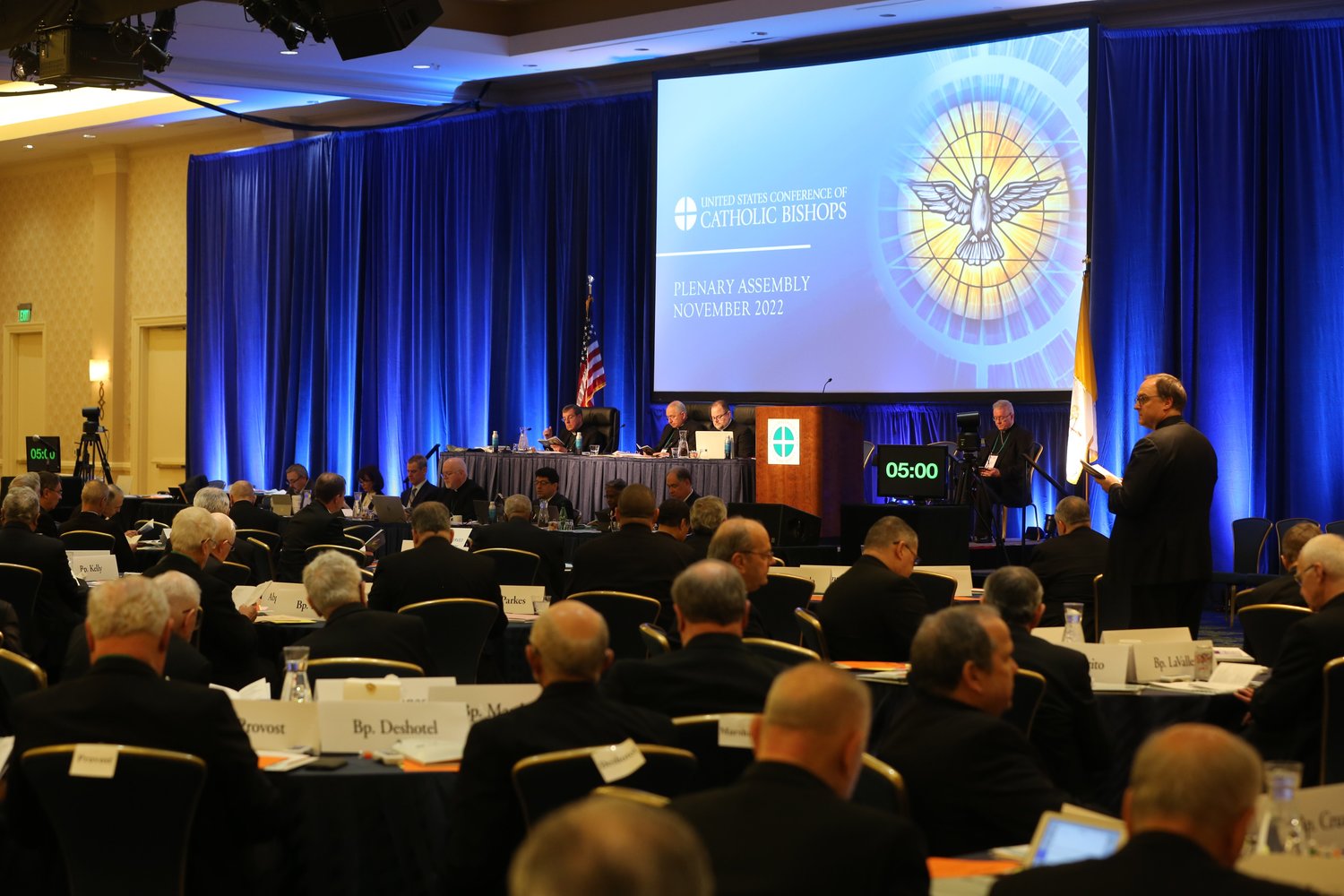 Bishops attend a Nov. 15, 2022, session of the fall general assembly the U.S. Conference of Catholic Bishops in Baltimore. (CNS photo/Bob Roller)