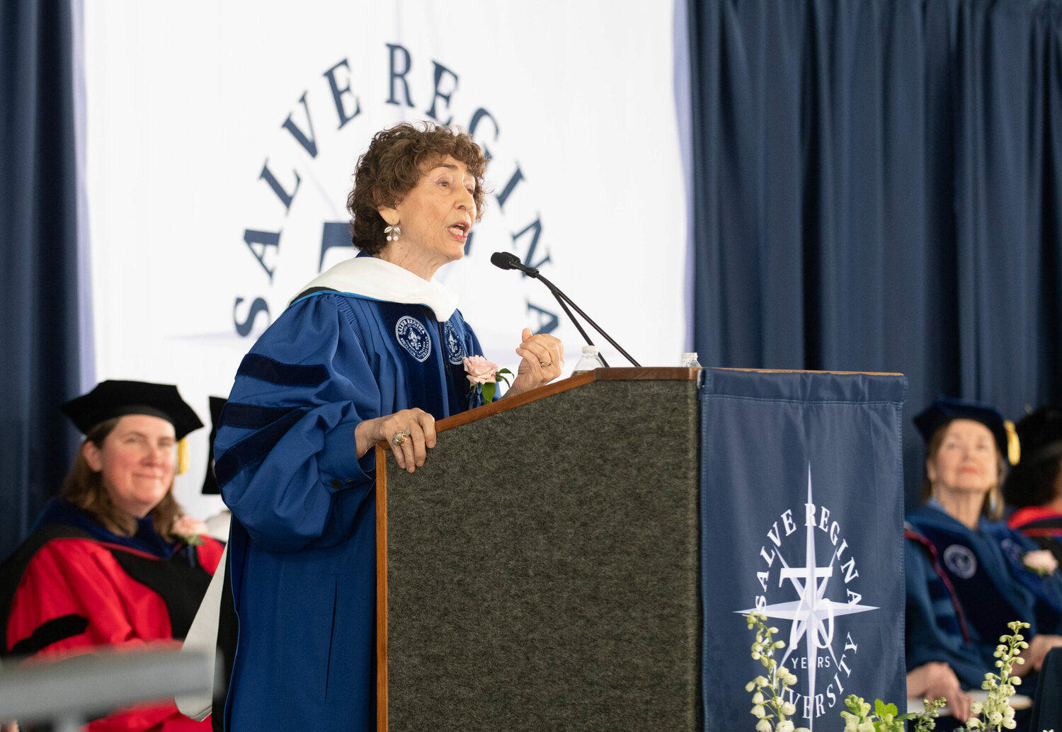 Dr. Azar Nafisi speaking during commencement.